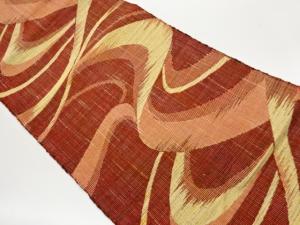 手織り真綿紬流水模様織出し名古屋帯